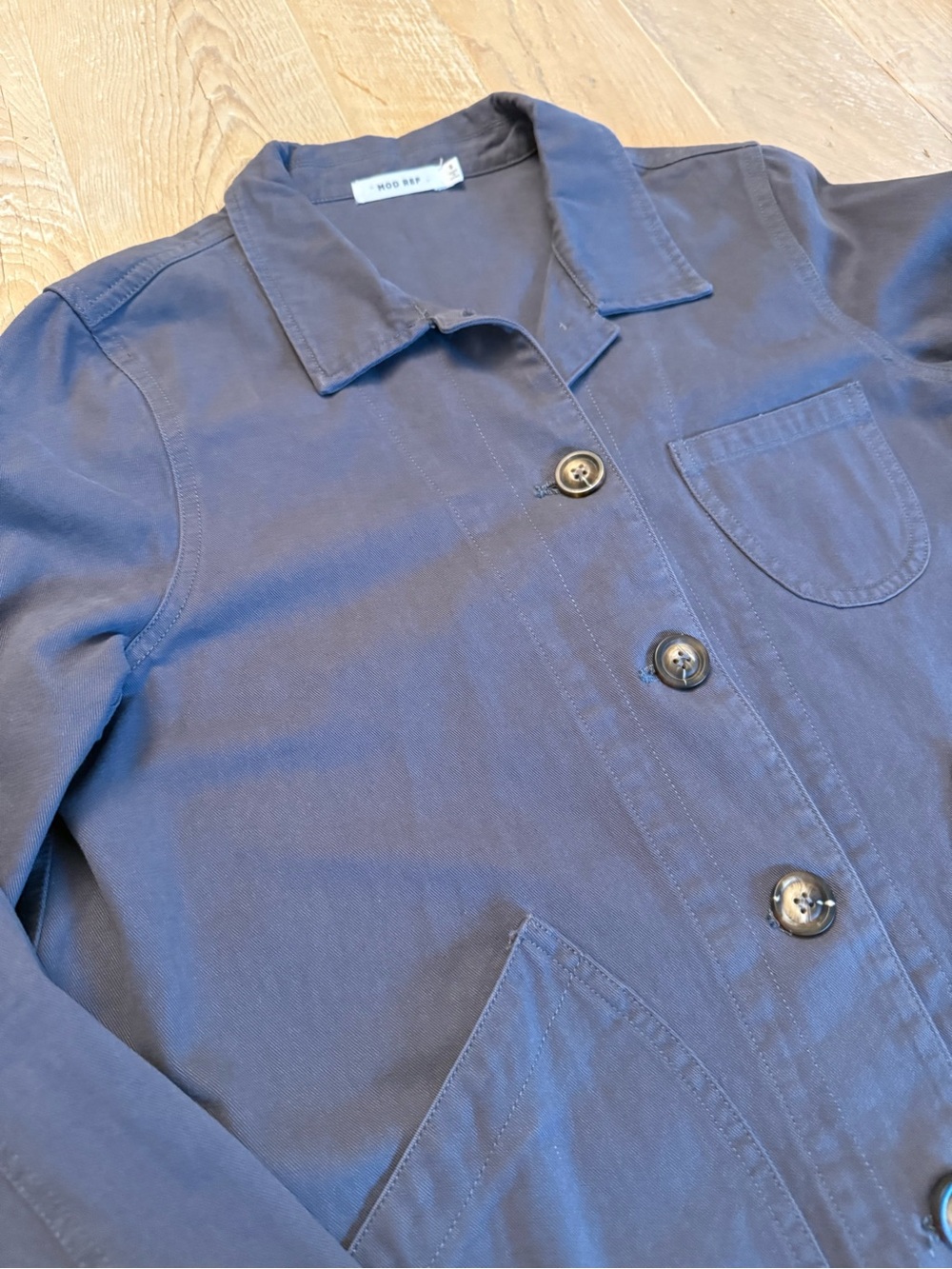 Mod Ref Soft Blue Utility Button-Front Chore Jacket S - Picture 2 of 9